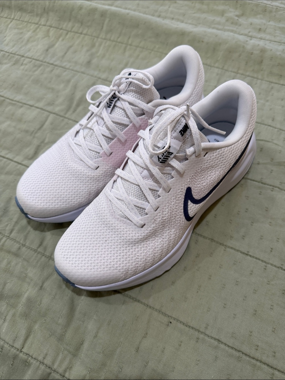 Nike Women's White Running Shoes with Navy Swoosh